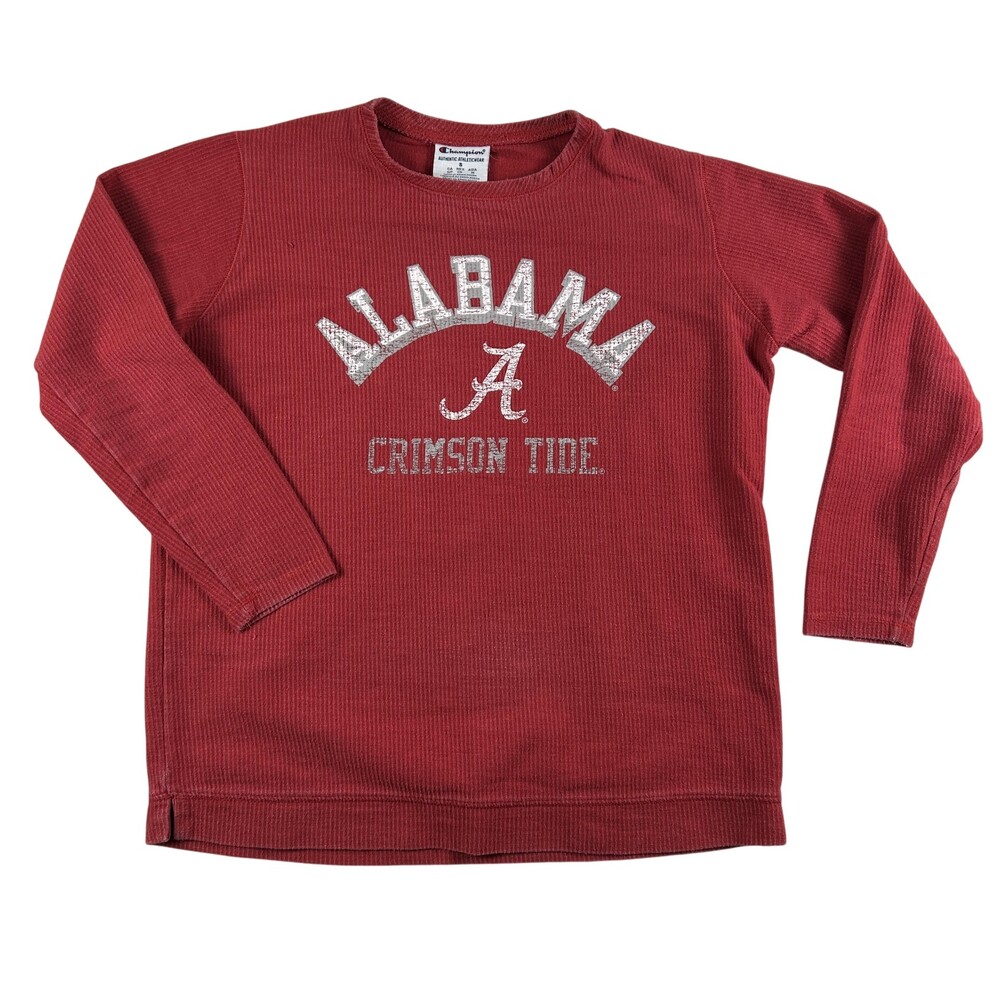 Alabama Crimson Tide Shirt Womens Small Red NCAA Football Waffle Long Sleeve
